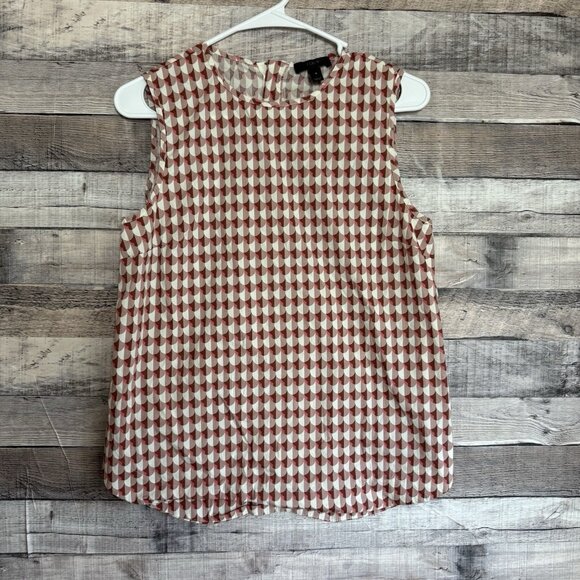 J.Crew JET-SET GEO Cotton Poplin Popover Shirt Sleeveless Shell C0267 Sz 4 - Picture 1 of 9